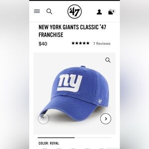 NY GIANTS NEW
Embroidered graphics
Curved bill
Adjustable 
Officially licensed